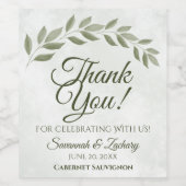 セージ葉グリー素朴結婚ズ・サンキュー ワインラベル (シングルラベル)