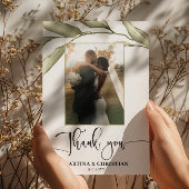 セージ葉グリー結婚ンサンキューカード 招待状