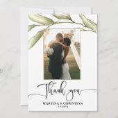 セージ葉グリー結婚ンサンキューカード 招待状 (正面)
