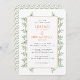 セージ葉グリー縁どド結婚式招待状 招待状