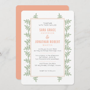 セージ葉グリー縁どド結婚式招待状 招待状