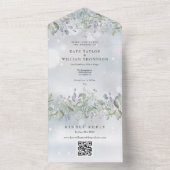 セージ薄紫フローラモノグラムQRコード冬の結婚式 オールインワン招待状 (内側)