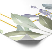 セージ薄紫フローラ結婚幾何学記号 ポスター (角)