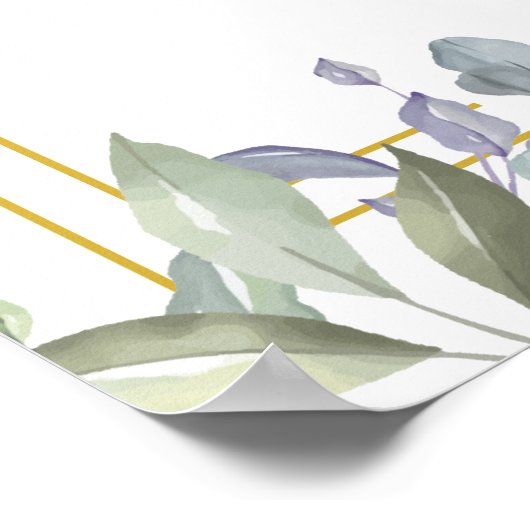 セージ薄紫フローラ結婚幾何学記号 ポスター (角)