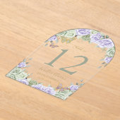 セージ薄紫フローラ金ゴールドキンセアニラ16テーブル番号 アクリル招待状 (レイダウン)