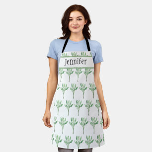 セージ薬草植物植物緑水色シック エプロン