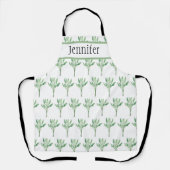 セージ薬草植物植物緑水色シック エプロン (正面)