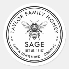 セージ蜂蜜ラベル ハチ付き ラウンドシール