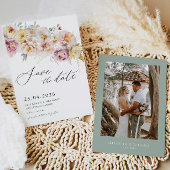 セージ赤面フローラ結婚式の保存日付招待状 招待状