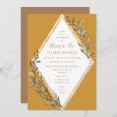 セージ金ゴールドダイヤモンド秋シーズンブライダルシャワーインビタ 招待状 (正面/裏面)