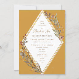セージ金ゴールドダイヤモンド秋シーズンブライダルシャワーインビタ 招待状