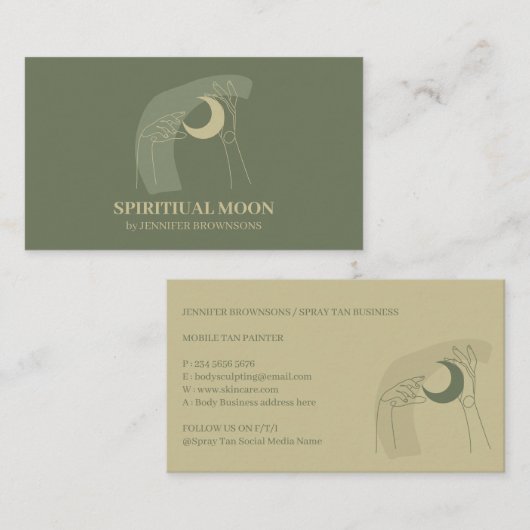 セージ金ゴールドハンズムーンエナジーヒーリング霊気 名刺 (正面/裏面)