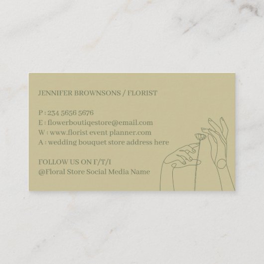 セージ金ゴールドフローリスト手描き植物学 名刺 (裏面)