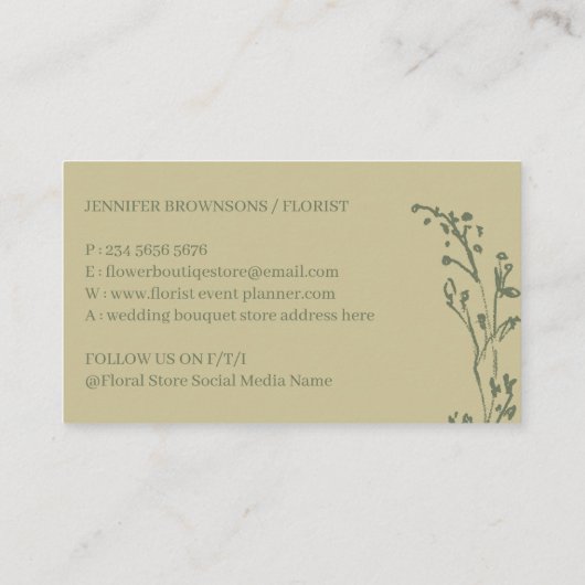 セージ金ゴールド手持ち花 名刺 (裏面)