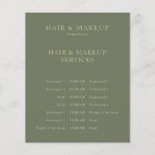 セージ金ゴールド結婚予算のヘアメイクタイムライン チラシ (正面)