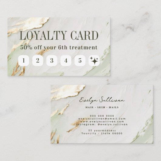 セージ金ゴールド絵を描ロイヤリティカード 名刺 (正面/裏面)