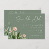 セージ開花サボテンの結婚式の日付カードを保存 招待状 (正面/裏面)