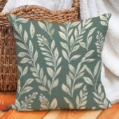 セージ離れグリーンクリーム植物学 クッション