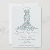 セージ離れグリーングラムドレスモダンブライダルシャワー 招待状 (正面)