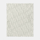 セージ離れグリーンフローラアートパターンオンベージュ色アイボリー フリースブランケット (正面)