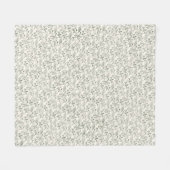 セージ離れグリーンフローラアートパターンオンベージュ色アイボリー フリースブランケット (正面(横))