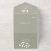 セージ離れグリーン金ゴールド結婚のグリーン化 オールインワン招待状 (外側)