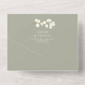 セージ離れグリーン金ゴールド結婚のグリーン化 オールインワン招待状 (裏面)