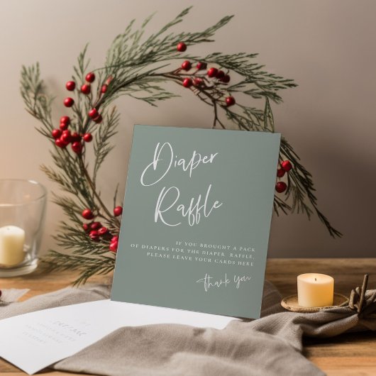 セージ青/緑のボホベイビーシャワーおむつラッフル ポスター