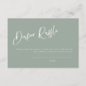 セージ青/緑ベビーシャワーおむつラッフルカード (正面)