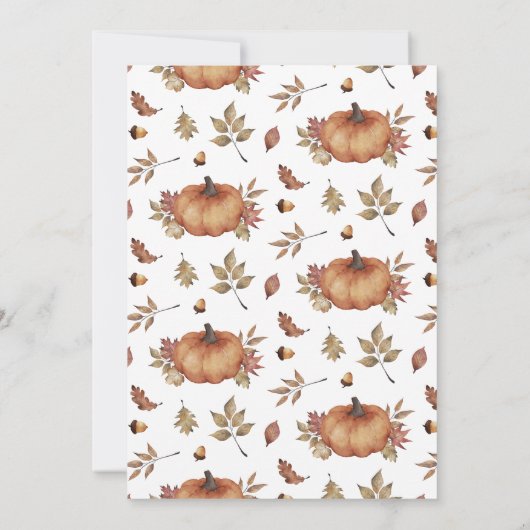 セージ魅力的秋のカボチャ感謝祭ディナー 招待状 (裏面)