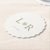 セージ&アイボリーシンプルシックカップル ペーパーコースター (アングル)