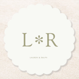 セージ&アイボリーシンプルシックカップル ペーパーコースター