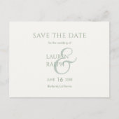 セージ&アイボリースクリプト結婚式の日付を保存 案内ポストカード (正面)