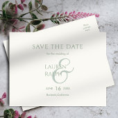 セージ&アイボリースクリプト結婚式の日付を保存 案内ポストカード