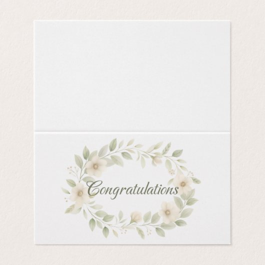 セージ&アイボリーフローラ結婚のおめでとうカード (外部フラット)