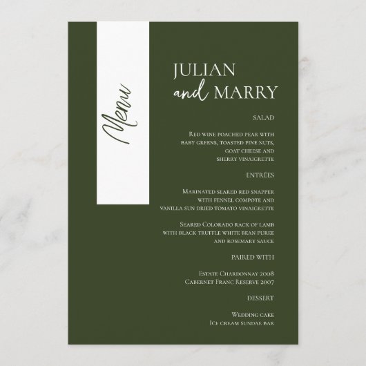 セージ・ウィスパーズ・ソーリー メニュー (正面)