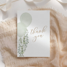 セージ ウォーターカラー バルーン ツイン ボーイズ ベビーシャワー サンキューカード