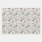 セージ&オリーブグリーンのユーカリ水彩 ラッピングペーパーシート (正面3)