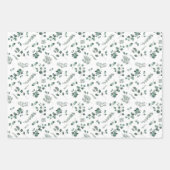 セージ&オリーブグリーンのユーカリ水彩 ラッピングペーパーシート (正面)