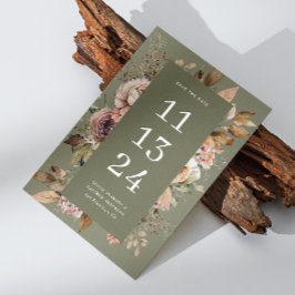 セージ オリーブグリーン ウェディング | エレガント フラワーズ アーシー セーブザデート