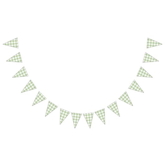 セージ・ギンガム・カントリー・ウェディング バンティングフラッグ (全)