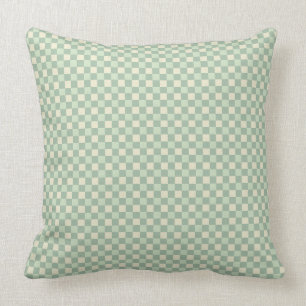 セージ&クリームチェック枕20x20 クッション