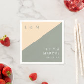 セージ・グリーンとクリームモノグラエレガントム結婚ズ スタンダードカクテルナプキン (インサイチュ)