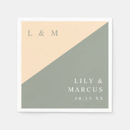 セージ・グリーンとクリームモノグラエレガントム結婚ズ スタンダードカクテルナプキン