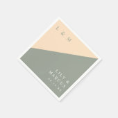 セージ・グリーンとクリームモノグラエレガントム結婚ズ スタンダードカクテルナプキン (角)