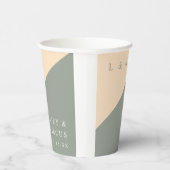 セージ・グリーンとクリームモノグラエレガントム結婚ズ 紙コップ (右)