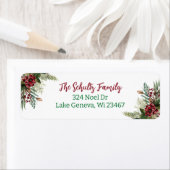 セージ・グリーンとブルゴーニュのクリスマスリーフ ラベル (インサイチュ)