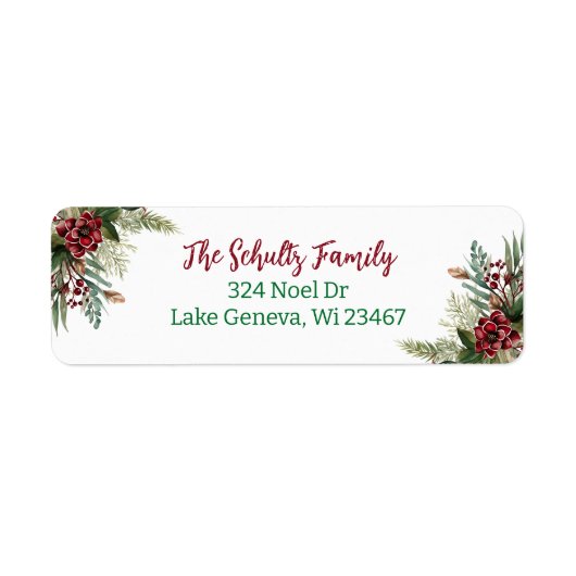 セージ・グリーンとブルゴーニュのクリスマスリーフ ラベル (正面)