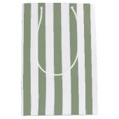 セージ・グリーンとホワイトストライプ ミディアムペーパーバッグ (正面)