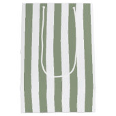 セージ・グリーンとホワイトストライプ ミディアムペーパーバッグ (裏面)